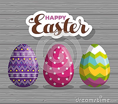 Eggs with traditional figures decoration to easter event Vector Illustration