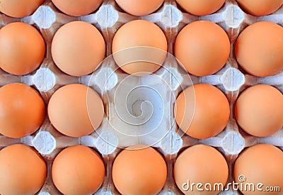 Eggs tray with no egg in center. Stock Photo