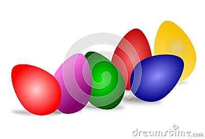 Eggs in various colors for Easter Vector Illustration