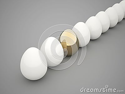 Eggs white one gold Stock Photo