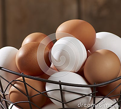 Eggs In Wire Basket Stock Photo