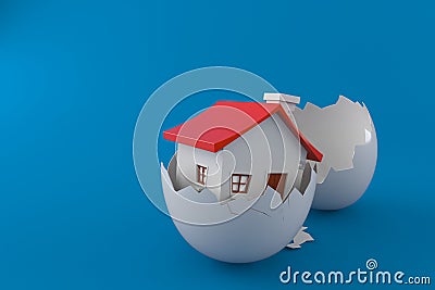 Eggshell with house Cartoon Illustration