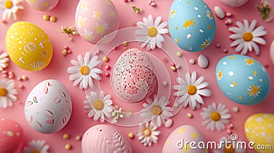 Eggstravaganza Extravaganza, Festive elements creating an eye-catching background for promotions Stock Photo