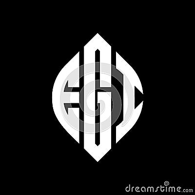 EGI circle letter logo design with circle and ellipse shape. EGI ellipse letters with typographic style. The three initials form a Vector Illustration