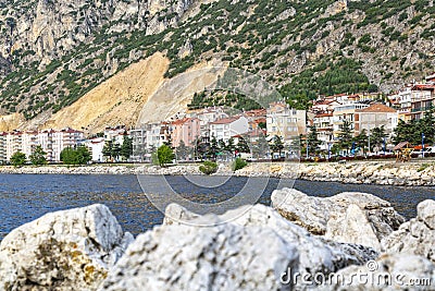 Egirdir is a city built on the slopes of the mountains. Stock Photo