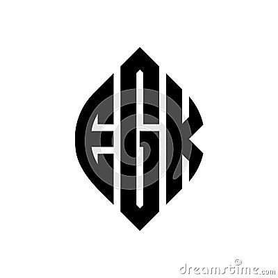 EGK circle letter logo design with circle and ellipse shape. EGK ellipse letters with typographic style. The three initials form a Vector Illustration