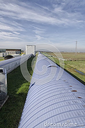 The Ego interferometer west tunnel Stock Photo