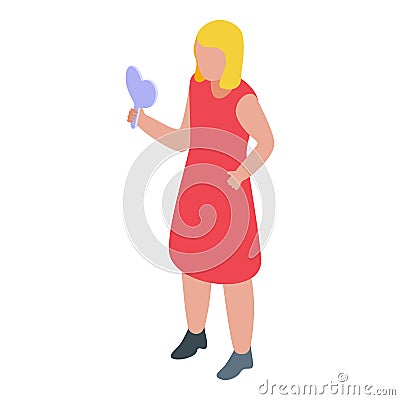 Egocentric woman icon isometric vector. Ego narcissism Vector Illustration