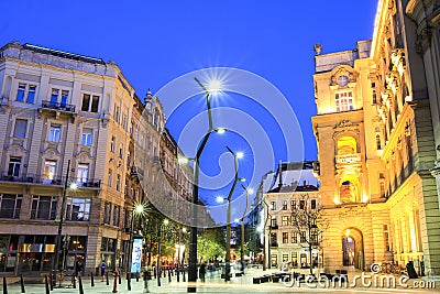 Egyetem Square, Downtown Budapest Editorial Stock Photo