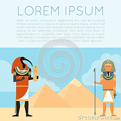 Egypet Thoth banner Vector Illustration