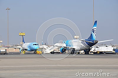 Egypt Air airplanes in airport Editorial Stock Photo