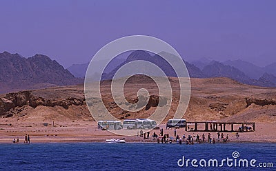 Egypt: Beach at Ras Mohammed in Sharm el Sheikh at the Gulf of Akaba in the Sinai desert Editorial Stock Photo