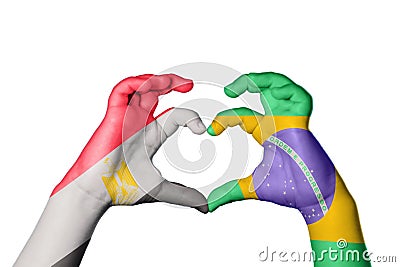 Egypt Brazil Heart, Hand gesture making heart Stock Photo