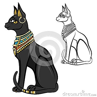 Egypt cat goddess bastet vector Vector Illustration