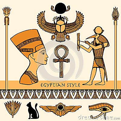Egypt Color Set Vector Illustration