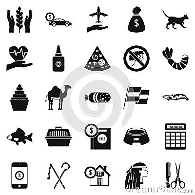 Egypt icons set, simple style Vector Illustration