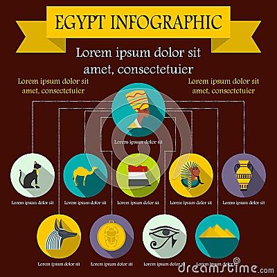 Egypt infographic elements, flat style Vector Illustration