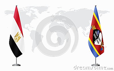 Egypt and Kingdom of eSwatini - Swaziland flags for offi Vector Illustration