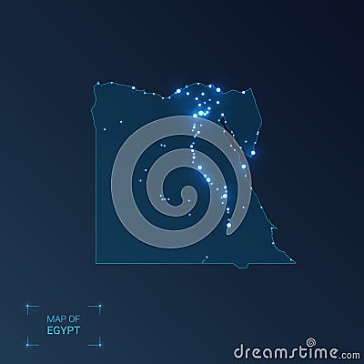Egypt map with cities. Vector Illustration