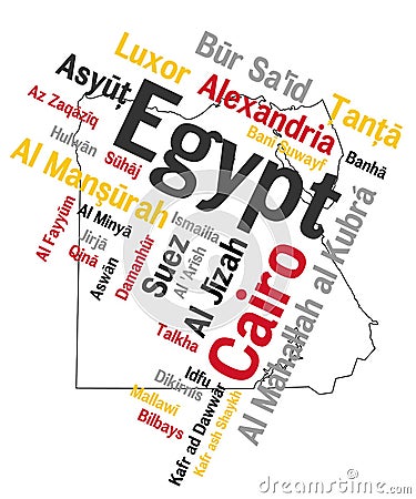 Egypt map and cities Vector Illustration