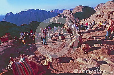 Egypt: Pilgrims and touristson their way to the top of Mount Moses Editorial Stock Photo