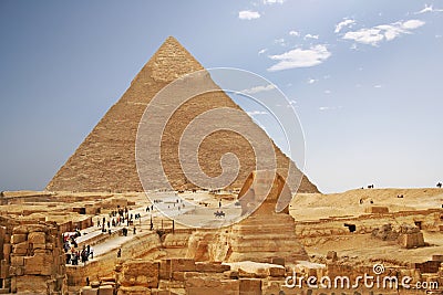 Egypt pyramid and sphinx Stock Photo