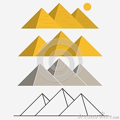 Egypt Pyramids, Giza Landscape. Outline vector Vector Illustration