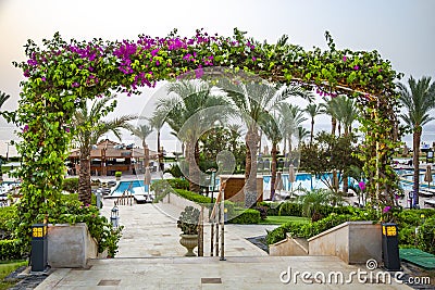 Beautiful landscaping with swimming pool in Sunrise Montemare Grand Select hotel Editorial Stock Photo