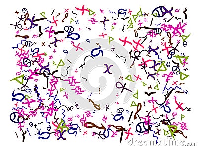 Egypt signs, hand drawn confetti concept. Vector Illustration