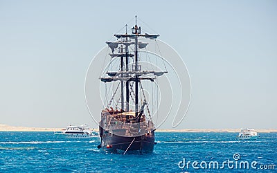 Sailing tour boat above clear sea Editorial Stock Photo