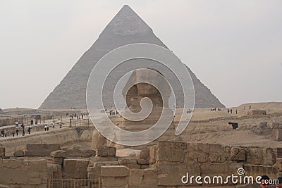 Egypt. Sphinx and Pyramid Stock Photo