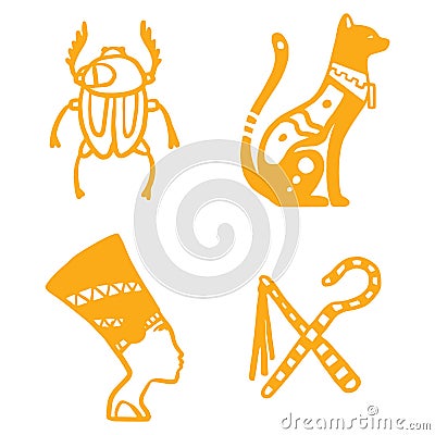 Egypt travel history sybols hand drawn design traditional hieroglyph vector illustration style. Vector Illustration