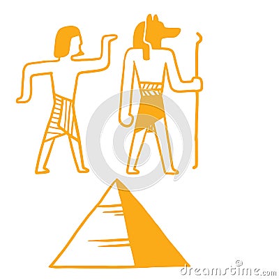 Egypt travel history sybols hand drawn design traditional hieroglyph vector illustration style. Vector Illustration