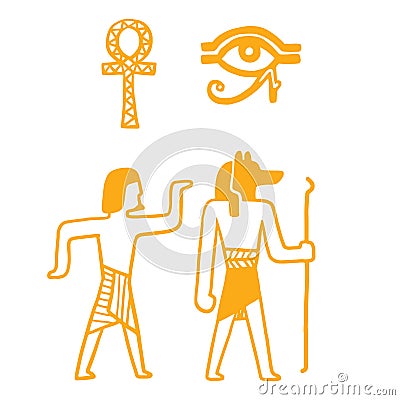 Egypt travel history sybols hand drawn design traditional hieroglyph vector illustration style. Vector Illustration