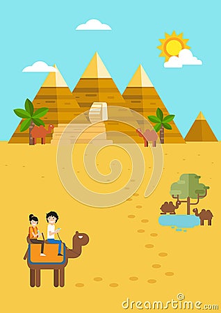 Egypt travel and tourism,time to travel Vector Illustration