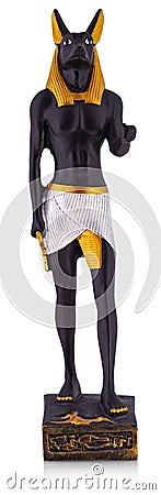 The Egyptian ancient art Anubis Sculpture Figurine Statue on white background Stock Photo