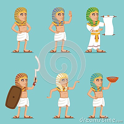 Egyptian ancient people traditional historical egipt wear characters icons set cartoon design vector illustration Vector Illustration