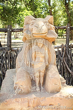 Egyptian animal statue in zoo. Editorial Stock Photo