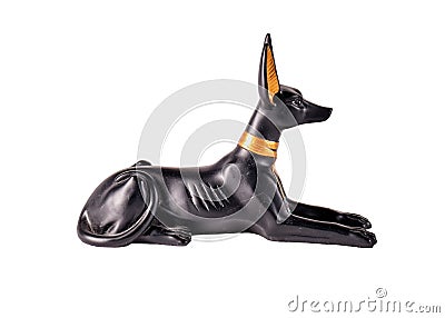 Egyptian Anubis Statue isolated on white background . Stock Photo