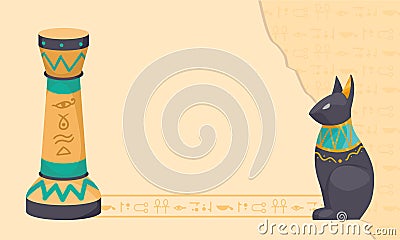 egyptian bastet and columns Vector Illustration