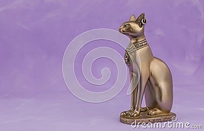 Egyptian cat Bast or Bastet, solar and war goddess, isolated on pink background Stock Photo