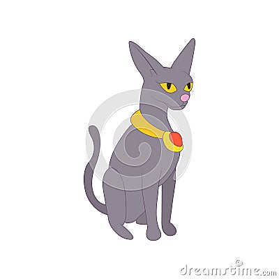 Egyptian cat icon in cartoon style Vector Illustration