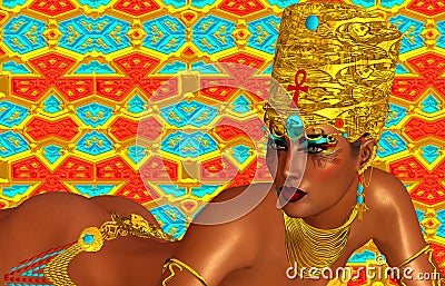 Egyptian, Cleopatra in our modern digital art style, close up. Stock Photo