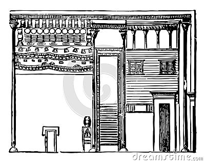 Egyptian Dwelling houses vintage engraving Vector Illustration