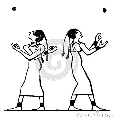 Egyptian Female Ball Games & sport vintage illustration Vector Illustration
