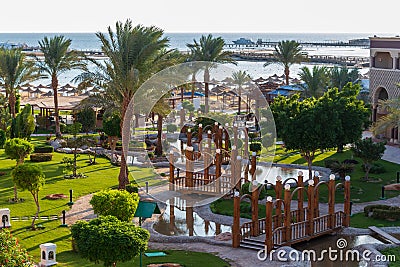 Egyptian garden at the Red Sea in Hurghada, Egypt Editorial Stock Photo