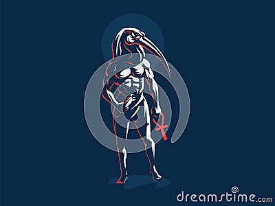 The Egyptian God Thoth. Vector illustration. Vector Illustration