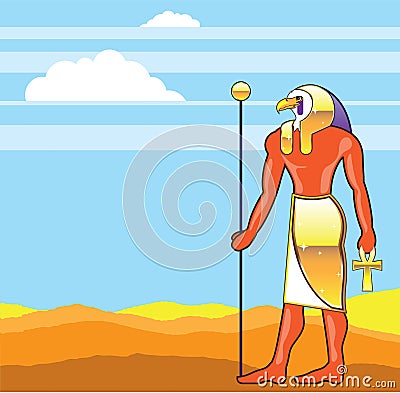 Egyptian God Vector Eagle Head Golden Vector Vector Illustration