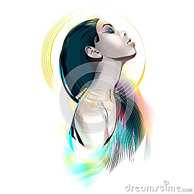 Egyptian Goddess. Portrait Of A Girl Vector Illustration