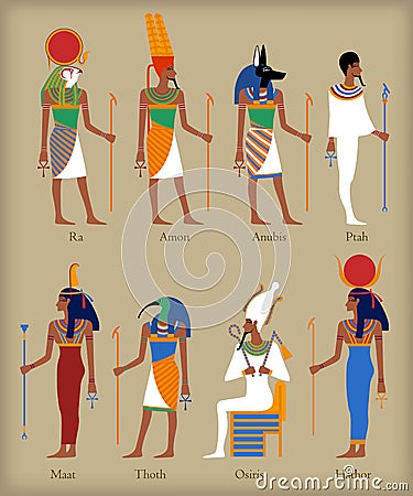 Egyptian gods icons Vector Illustration